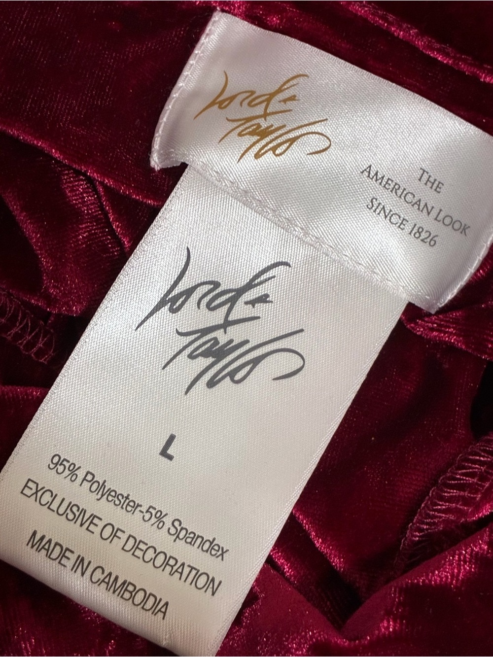 Lord & Taylor Large Pajama Set Velvet Crushed Velveteen Red Sleep Lounge Velour - Picture 8 of 14